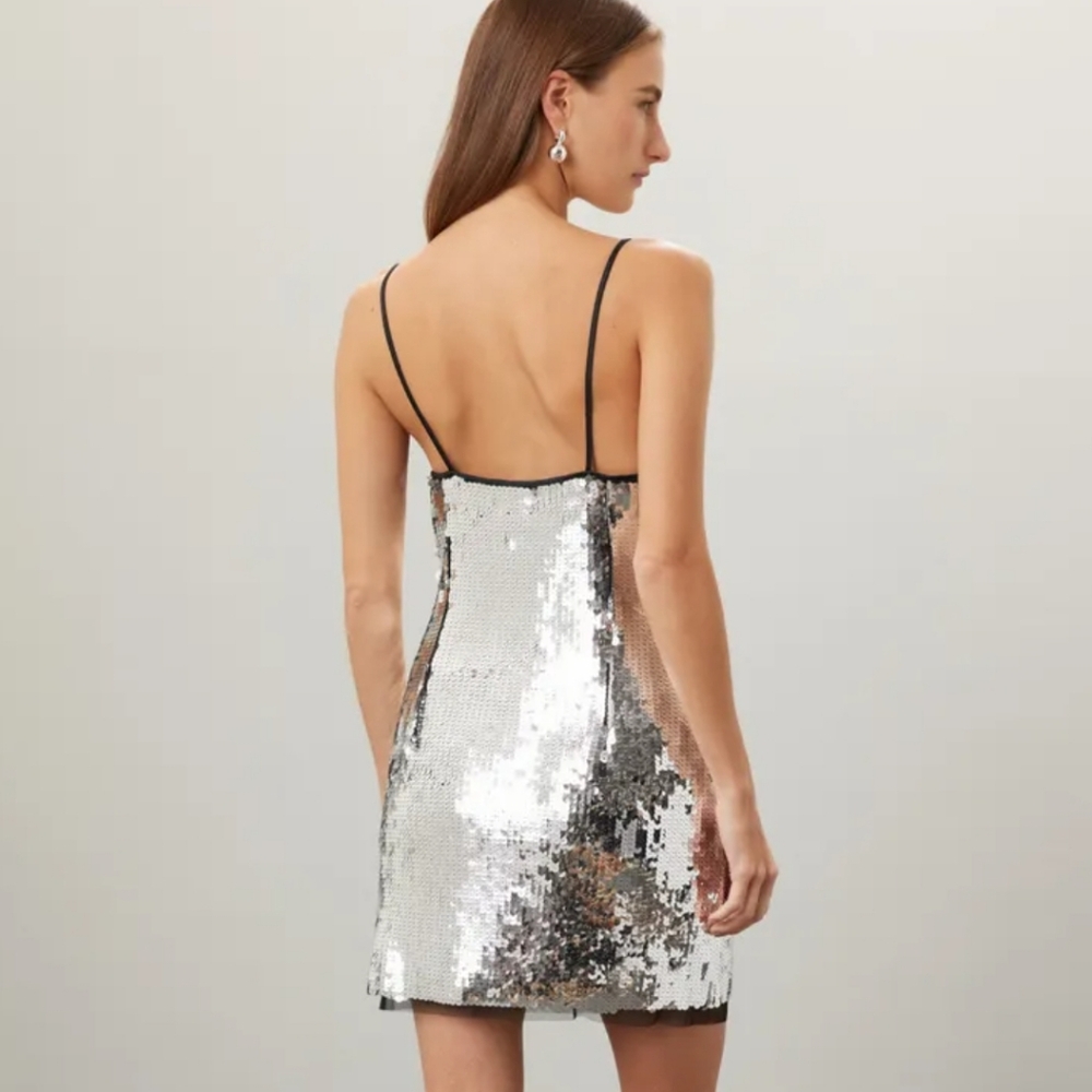 SimonMiller Silver Sequin Cocktail Dress Size 10 Preloved - Picture 3 of 9